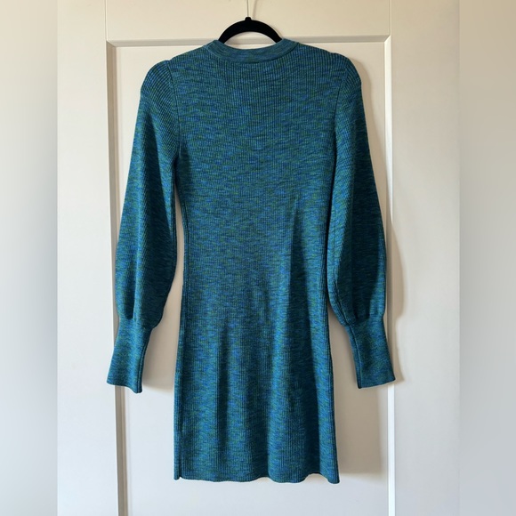 Intermix Mia Puff Sleeve Dress in Blue/Green size Small - Picture 4 of 7